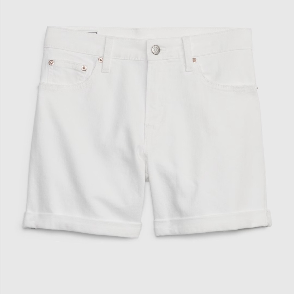 NWT New Gap Girlfriend Mid Rise White Denim Shorts | 28 6R
